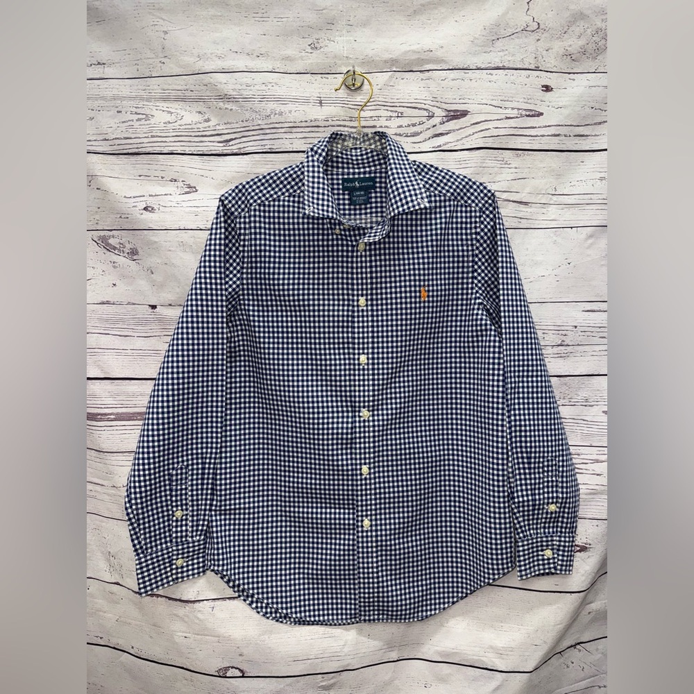Ralph Lauren Boy’s Blue & White Checkered Shirt Size Large (14-16)